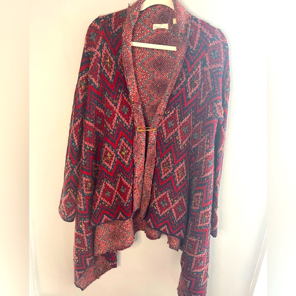 Anthropologie brand Sleeping on Snow embroidered cardigan sweater size medium